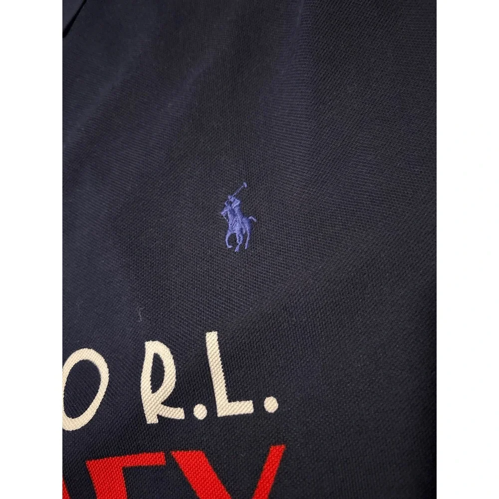 Polo Ralph Lauren Men 4XLT Navy Blue Ski Tourney Winter Event Graphic Polo Shirt